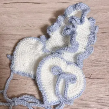 크로셰 뜨개질 하트 귀도리