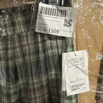 United Arrows 체크 플리츠 롱 스커트