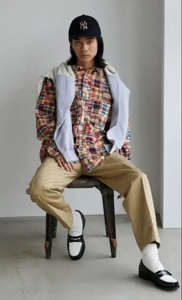 JOURNAL STANDARD 마드라스 패치워크 버튼 다운 셔츠