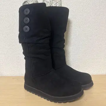 Sketchers 블랙 버튼 롱 어그 부츠