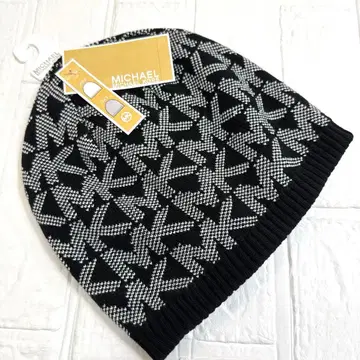 새상품 MICHAEL KORS 리버서블 니트 모자 블랙 MK 시그니처