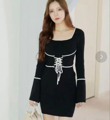 LIP SERVICE 바이컬러 코르셋 리브 원피스