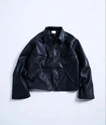 Camphor wood 짧은 기장 더블 지퍼 PU 스포츠 가죽 자켓