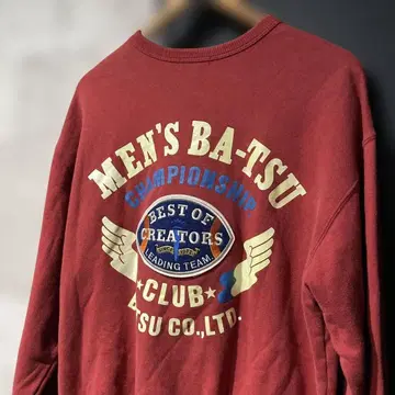 80s 90s MEN'S BA-TSU 맨투맨 백 프린트 짧은 기장