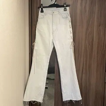 나이스 클라프 사이드 레이스업 스트레치 데님 라이트 블루