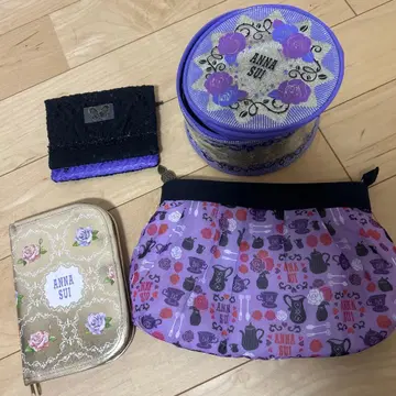ANNA SUI 파우치 세트 보라색 소형 4개 세트