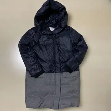 Discoat 후드 부착 다운 자켓 사이즈 S 네이비/그레이