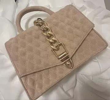 Darich 핑크 베이지 퀼팅 스웨이드 핸드백