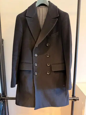 bitter's bank.com 더블 브레스트 체스터 코트 블랙