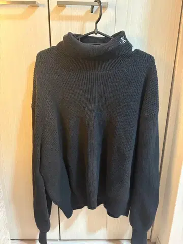 캘빈클라인 진 스웨터 터틀넥 리브 니트 울 혼방