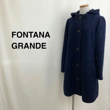 FONTANA GRANDE 후드 부착 울 코트 네이비 여성용