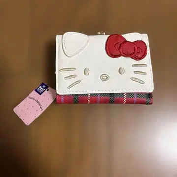 산리오 헬로키티 3단 폴더형 지갑 체크 무늬 한정품