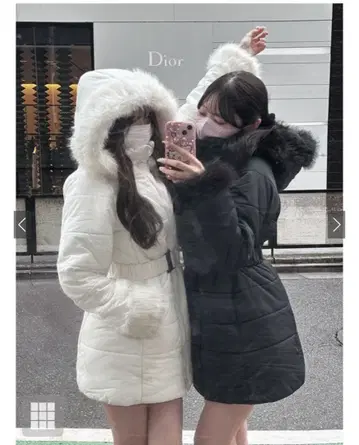 GRL 벨트 포함 퍼 다운 코트 (kd13)