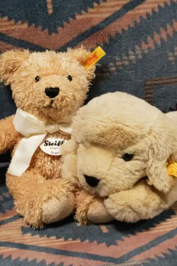 Steiff 슈타이프 테디베어/골든 리트리버 강아지 봉제 인형 세트