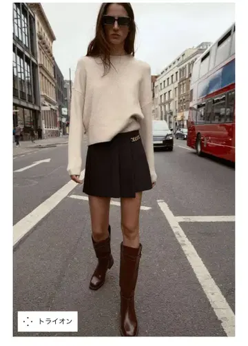 ZARA 자라 플리츠 체인 버뮤다 팬츠 S