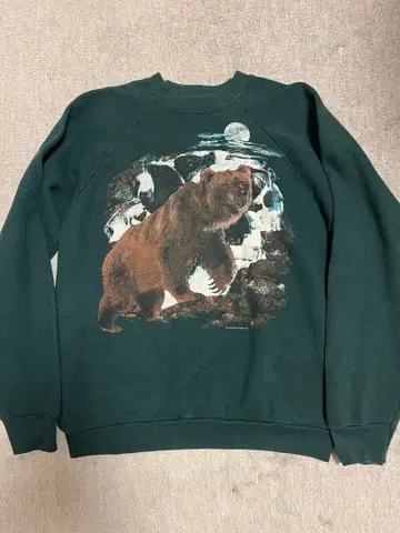 USA제 90s 프룻 오브 더 룸 애니멀 맨투맨 곰 그리즐리 XL