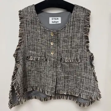 cyan tokyo MIX 트위드 오픈 베스트 그레이