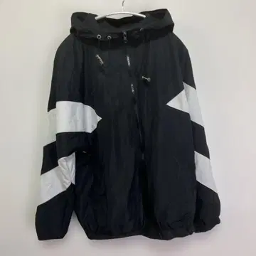 후드 부착 나일론 자켓 블랙/화이트