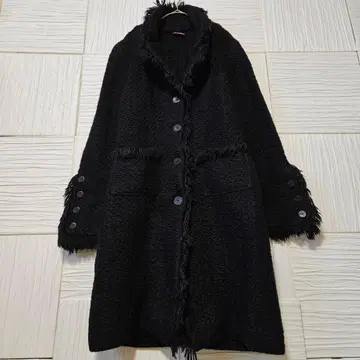 [ 무료배송 ] 프린지 장식 블랙 롱 코트 MADEINFRANCE