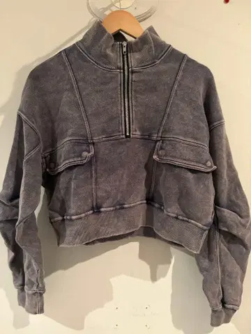 JEANASIS 블리치 하프 ZIP 숏 풀오버 네이비