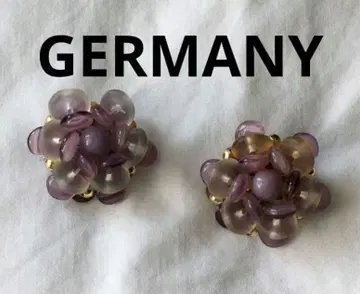 빈티지 GERMANY 퍼플 비즈 귀찌 플라워 모티브