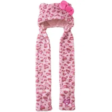 USJ 유니버셜 헬로키티 머플러 햇 레오파드 무늬 키티 핑크