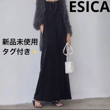 [택 포함 새상품] 에시카 ESICA V넥 벨로아 살로펫 블랙 블랙