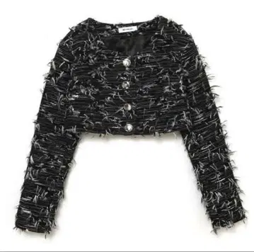 melt the lady cropped tweed jacket black