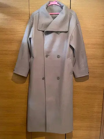 더블 버튼 스탠드 카라 코트 그레이