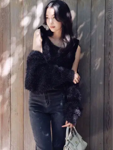 라메 니트 앙상블 풀오버