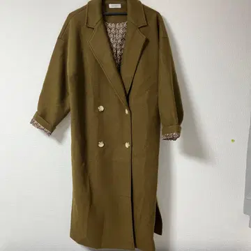 올리브색 더블 브레스트 체스터 코트