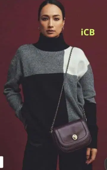 [ iCB ] 소프트 캐시미어 믹스 블로킹 하이넥 니트