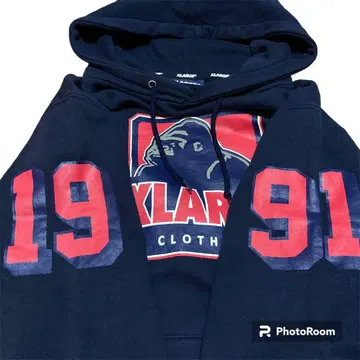 X-LARGE 1991 소매 로고 후드티 L 네이비