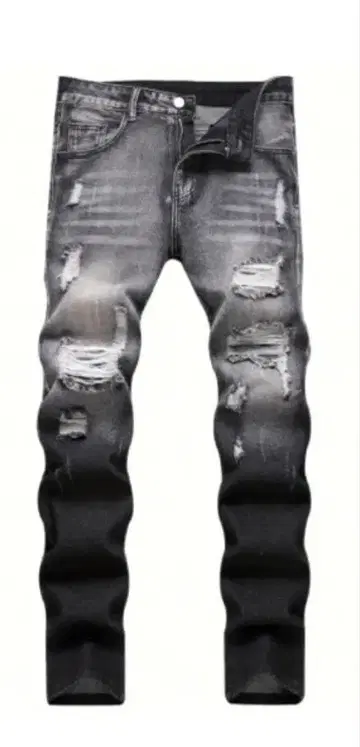 데미지 가공 슬림핏 그레이 데님 가격 인하 있음