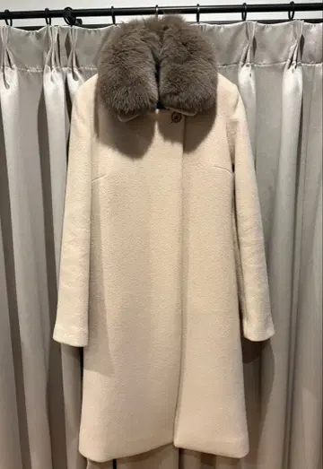 덥스타 Sov. 퍼 카라 부착 울 코트 크림색