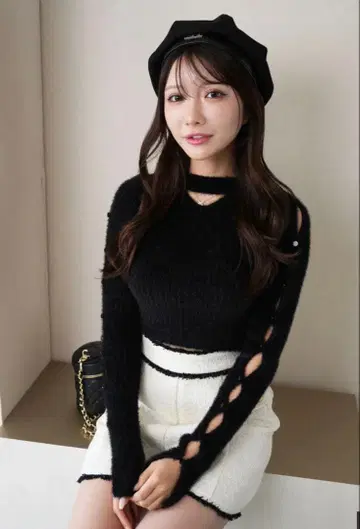 LIP SERVICE 택 포함 새상품 2way 컷 아웃 페더 니트