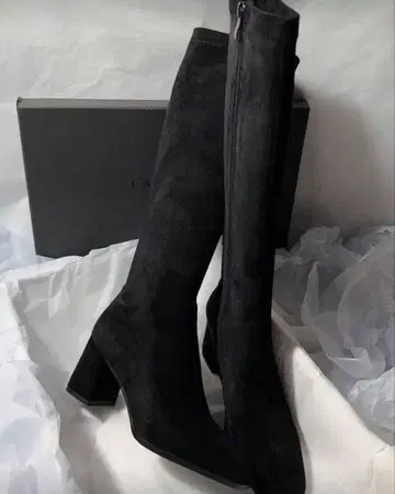 [ 새상품급 ] 블랙 스웨이드 롱 부츠 23.5