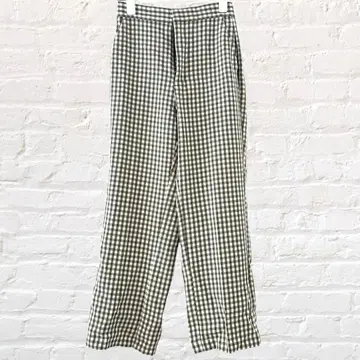 지유 스트레이트 팬츠 캐주얼 팬츠 깅엄 체크 브라운 M