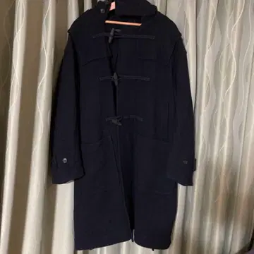 네이비 더플 코트 후드 부착