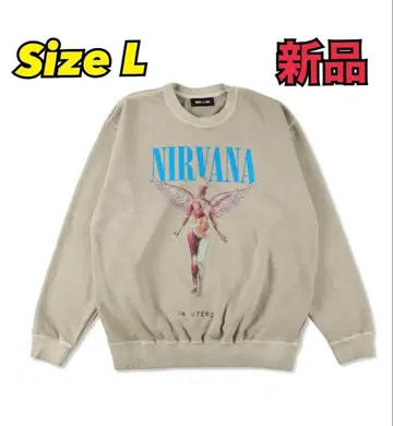 새상품 L WIND AND SEA x NIRVANA 샌드베이지 맨투맨