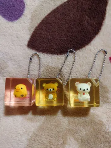 [ 헤이세이 레트로 ] 리락쿠마 클리어 큐브 키체인 홀더 세트