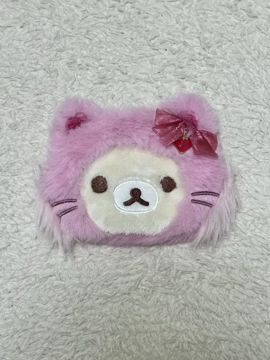 Korilakkuma cat coin purse, cat, strawberry, ribbon, ichigo, classic pouch, milk
