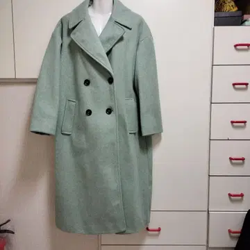ZARA 민트 그린 더블 브레스트 롱 코트