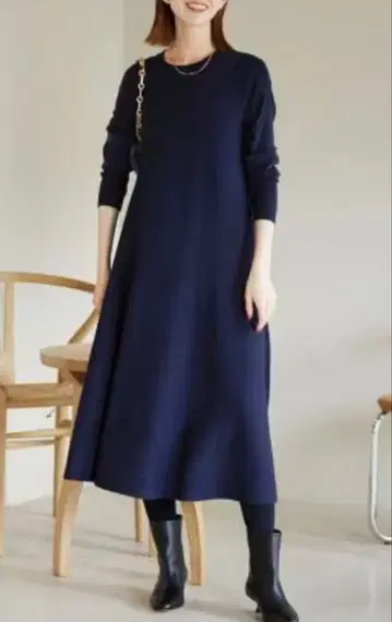 SLOBE IENA 슬로브 이에나 워셔블 플레어 원피스 네이비