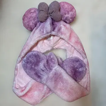 즉시 발송 디즈니 미니 팬캡 머플러 장갑 퍼플 핑크