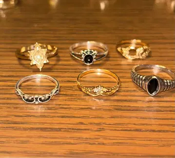 골드 실버 925 반지 반지 6세트