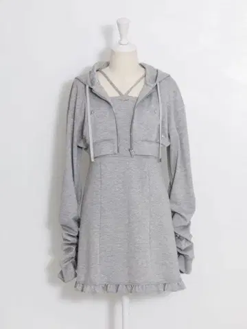 pium 본딩 원피스 x 숏 후드티 세트