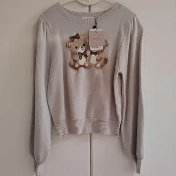 evelyn 곰돌이 니트 IGY 아이스 그레이 블루 곰돌이 니트