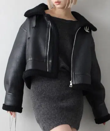 SpRay 무스탕 자켓 블랙