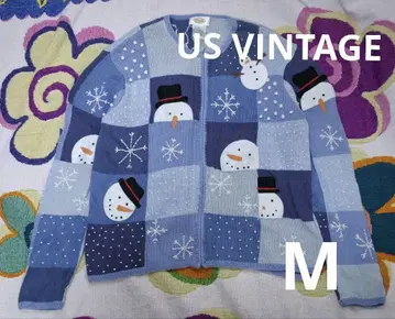 US VINTAGE Talbots 눈사람 지퍼 니트 가디건
